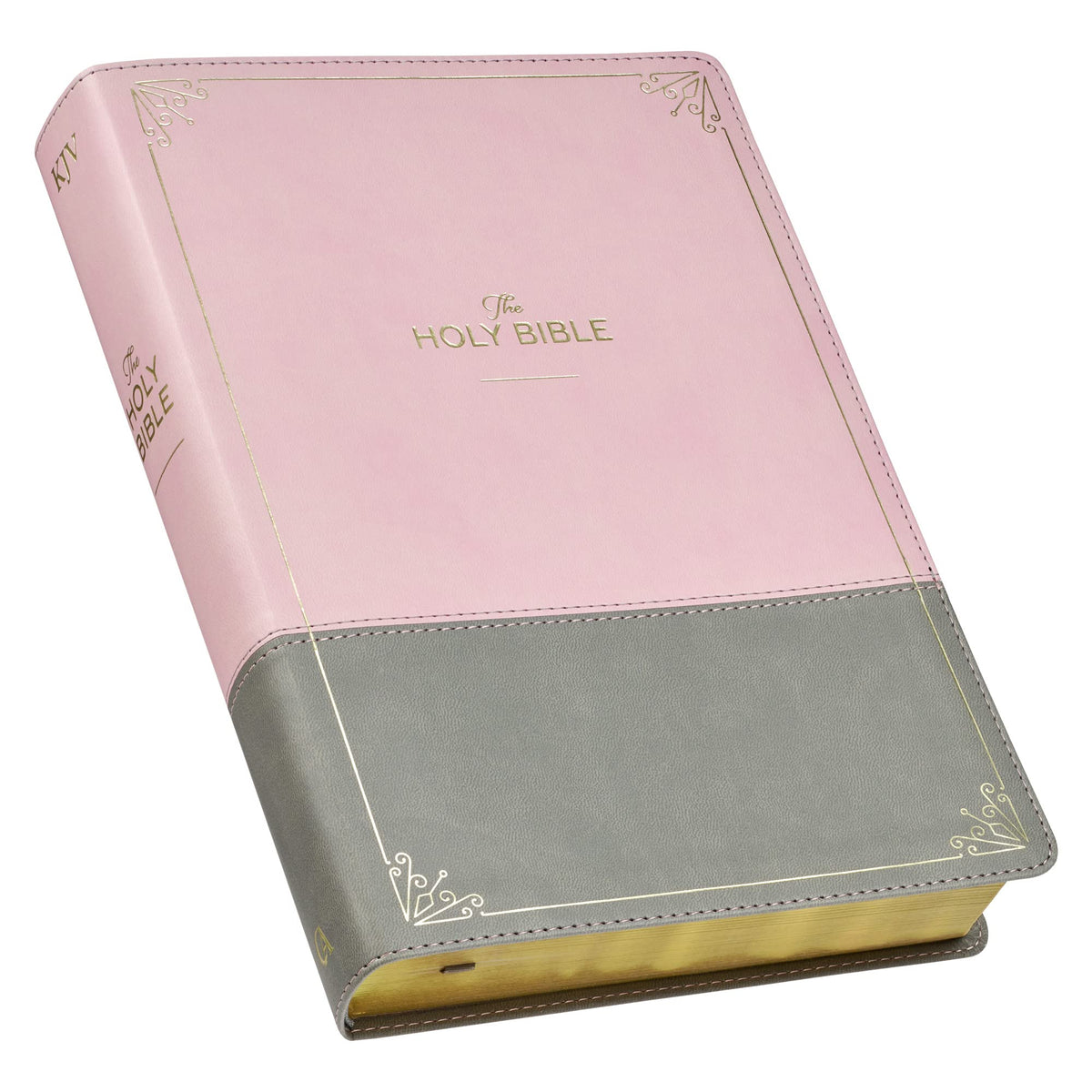 KJV Holy Bible, Super Giant Print Faux Leather Red Letter Edition - Ribbon Marker, King James Version, Pink/Gray (KJV Super Giant Print Editions)