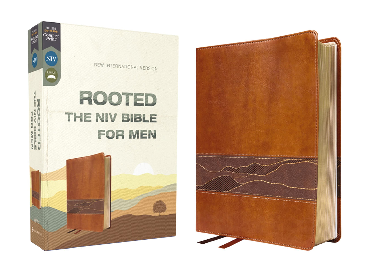 Rooted: The NIV Bible for Men, Leathersoft, Brown, Comfort Print: Shaping Men for Faithful Living in Today’s World