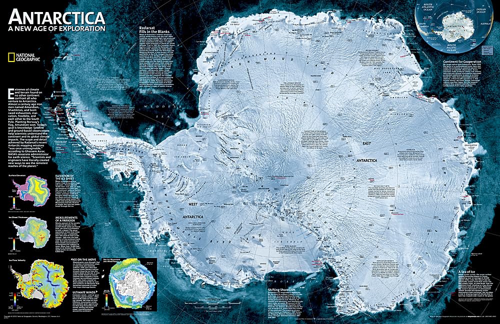 National Geographic Antarctica Satellite Wall Map (31.25 x 20.25 in) (National Geographic Reference Map)