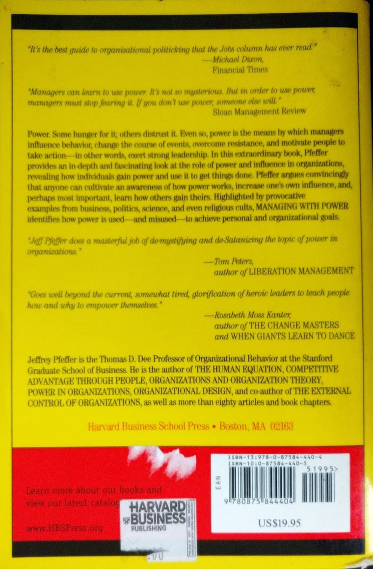 Managing With Power: Politics and Influence in Organizations — back cover
