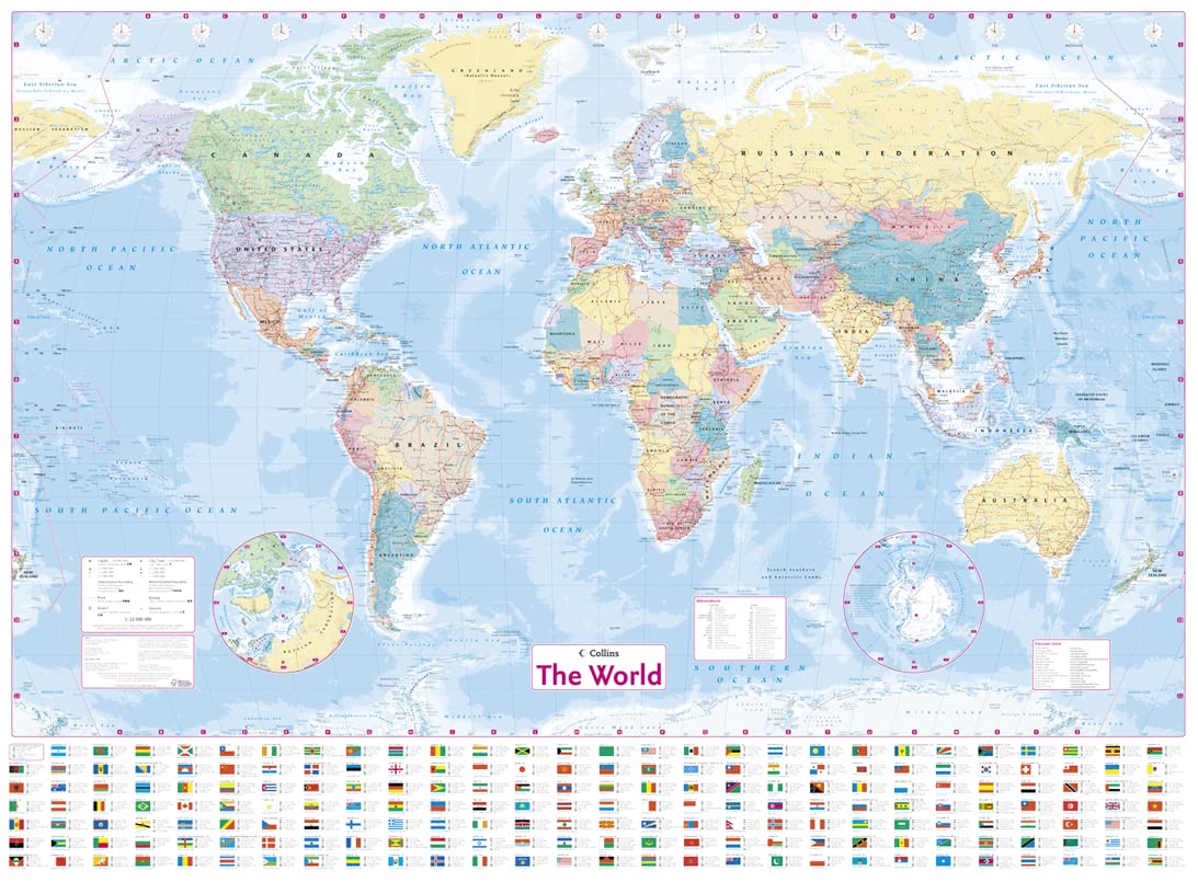 World Wall Laminated Map by Collins UK