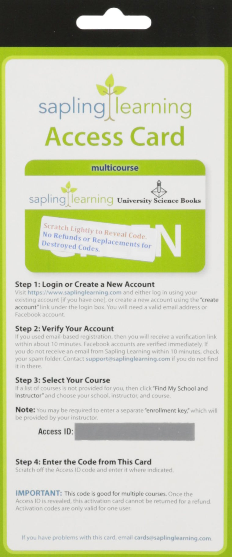 General Chemistry + Sapling Online Homework, Full Year — back cover