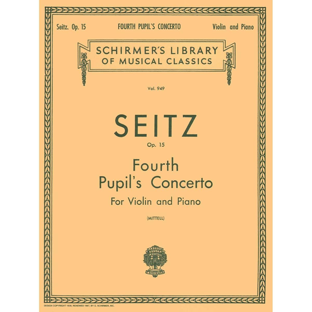 Pupil's Concerto No. 4 in D, Op. 15: Schirmer Library of Classics Volume 949 Piano Reduction and Part