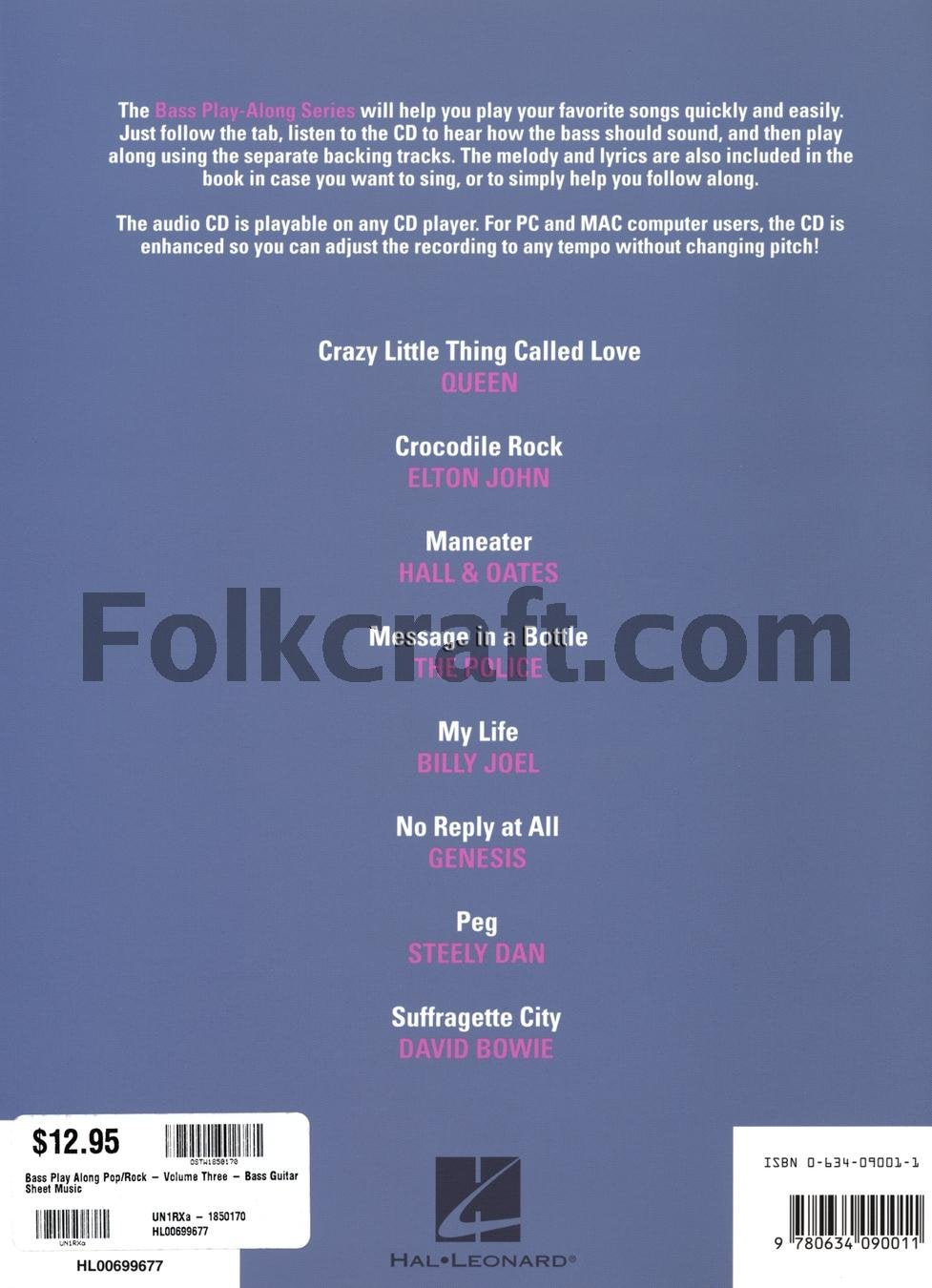 Pop/Rock: Bass Play-Along Volume 3 by Hal Leonard Corp.