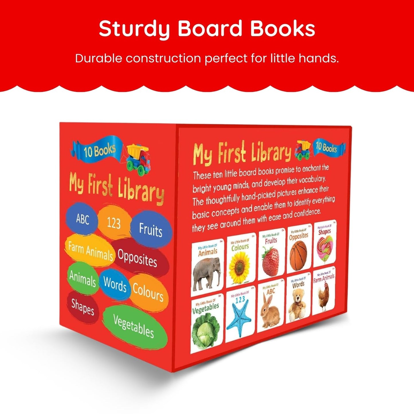 My First Library - Box Set of 10 Board Books for Babies, Toddlers & Kids Early Learning Educational Set to Learn ABC, Numbers, Colors, Shapes, ... Birthdays, Preschool, and Early Readers
