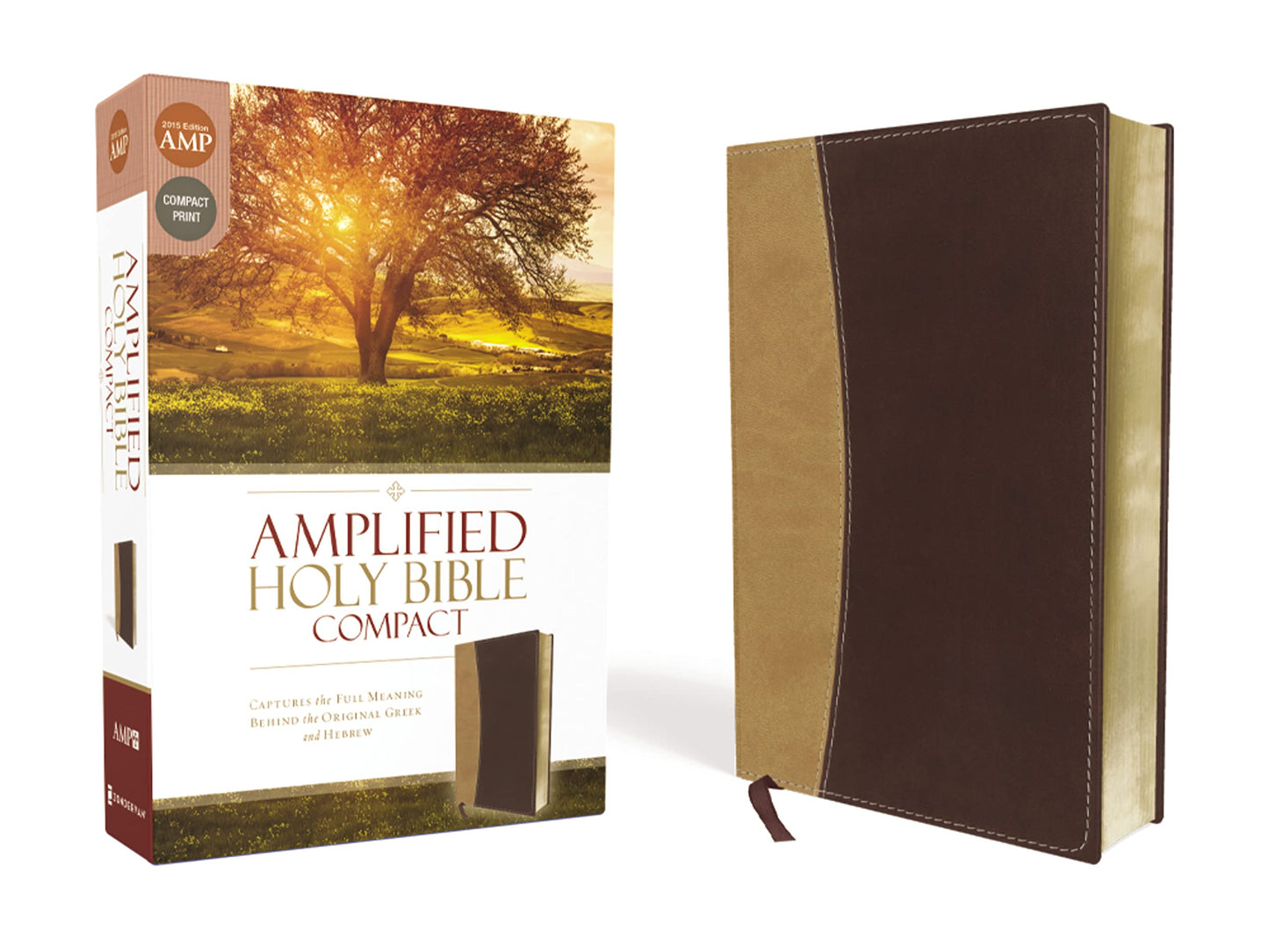 Amplified Holy Bible, Compact, Leathersoft, Tan/Burgundy: Ca