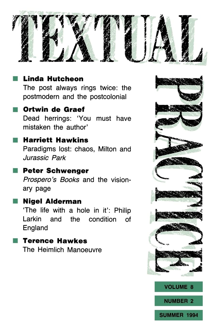 Textual Practice: Volume 8, Issue 2