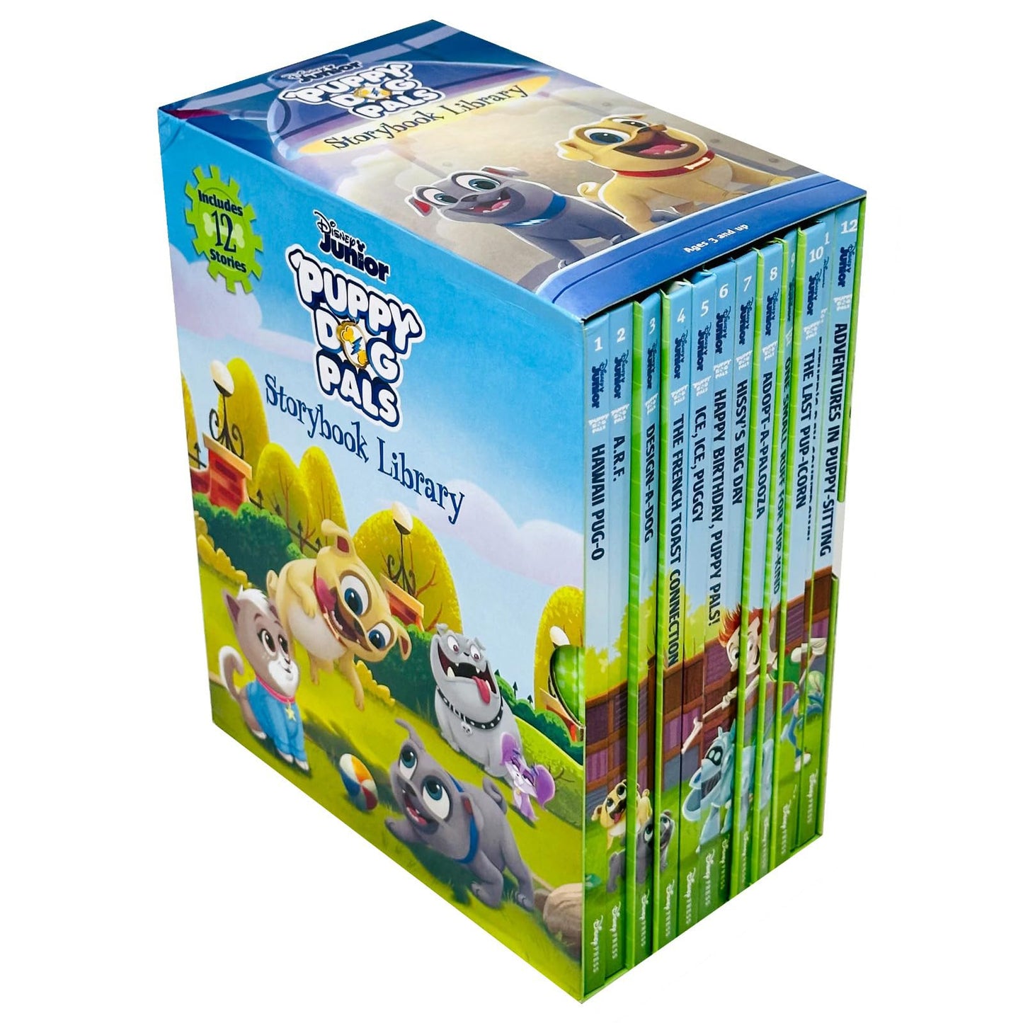 Puppy Dog Pals Storybook Library 12 Books Set (Hawaii Pug-O, A.R.F., Design-A-Dog, The French Toast Connection, Ice Ice Puggy, Happy Birthday Puppy Pals!, Hissy's Big Day & More)