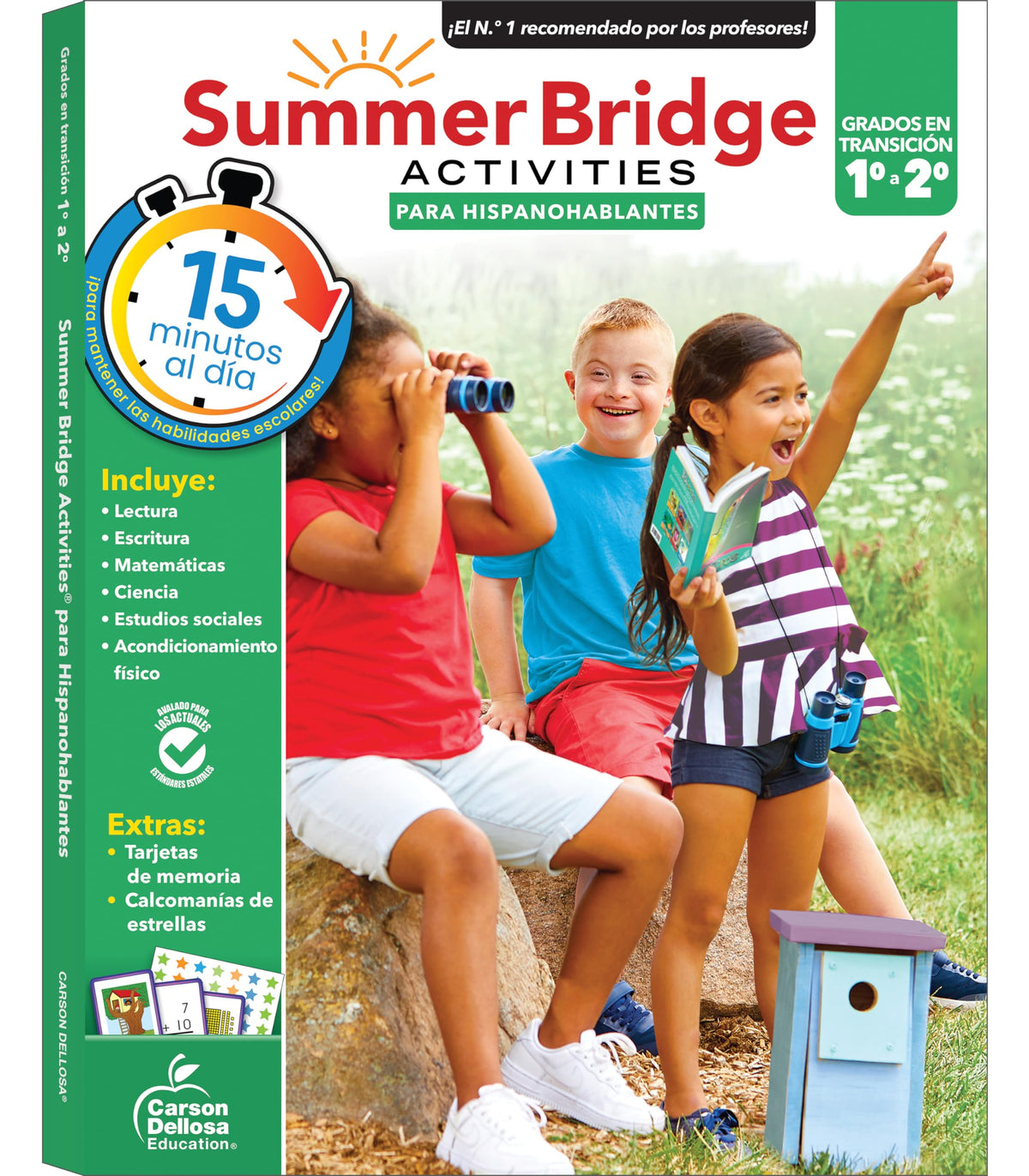 Summer Bridge Activities Spanish 1st to 2nd Grade Workbook, Activity Book With Math, Reading Comprehension, Science, Fitness, Social Studies, Writing Practice, and Flash Cards