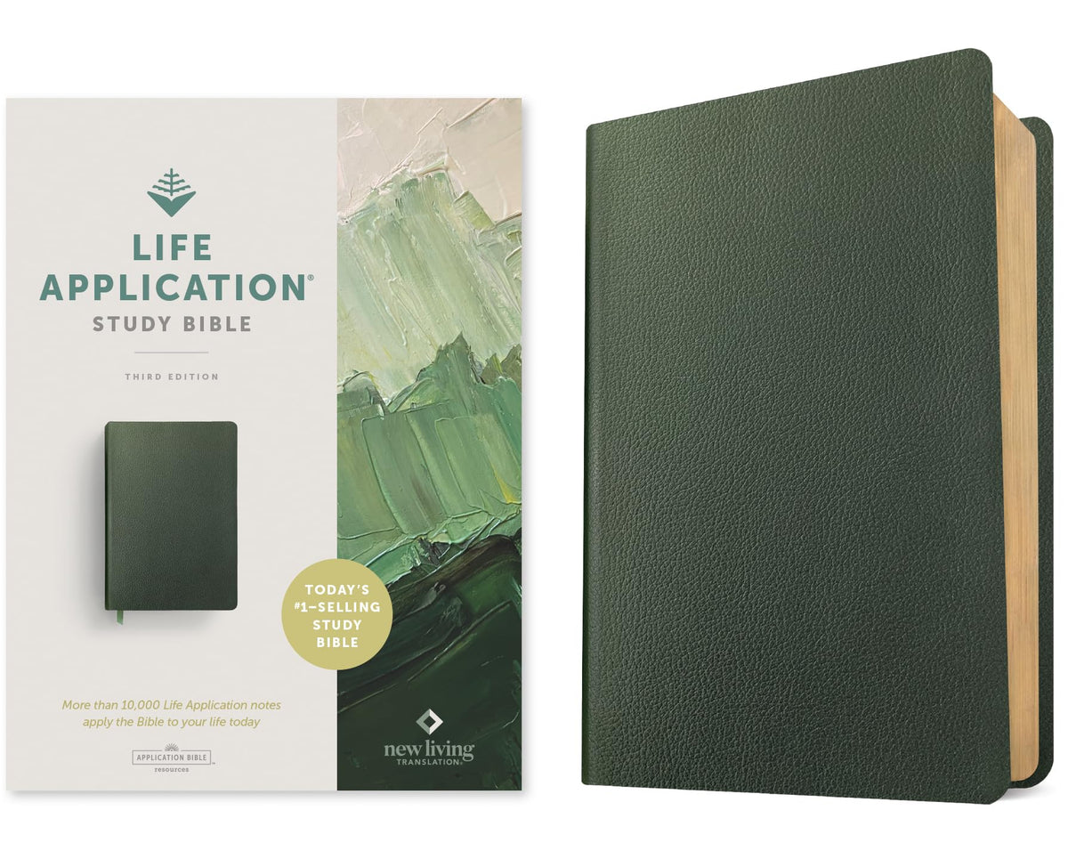 NLT Life Application Study Bible, Third Edition (Genuine Leather, Olive Green, Red Letter)