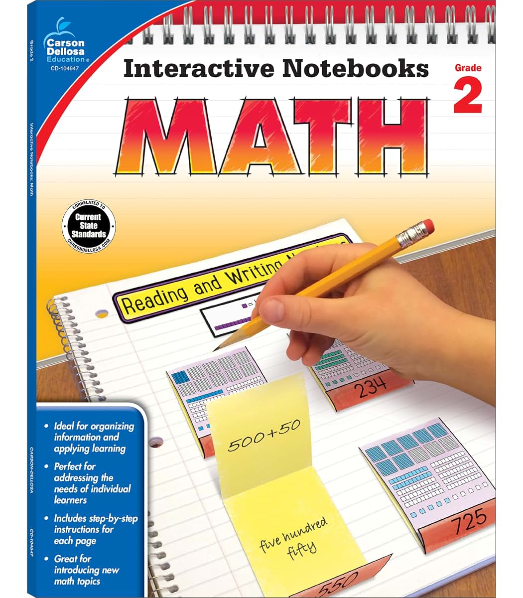 Carson Dellosa Math Interactive Notebook 2nd Grade, 96pgs (Interactive Notebooks)
