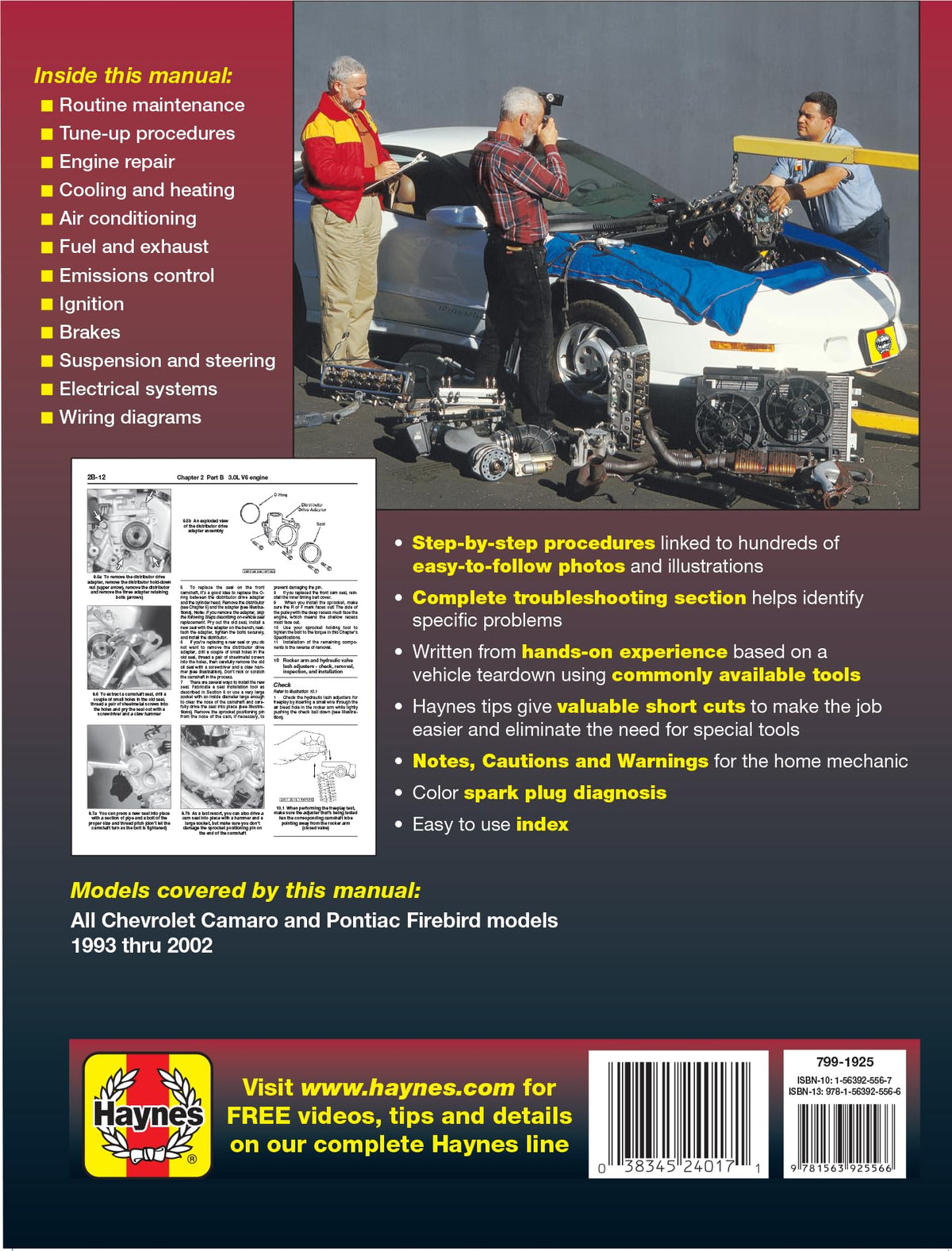 Chevrolet Camaro & Pontiac Firebird 1993 thru 2002 Haynes Repair Manual