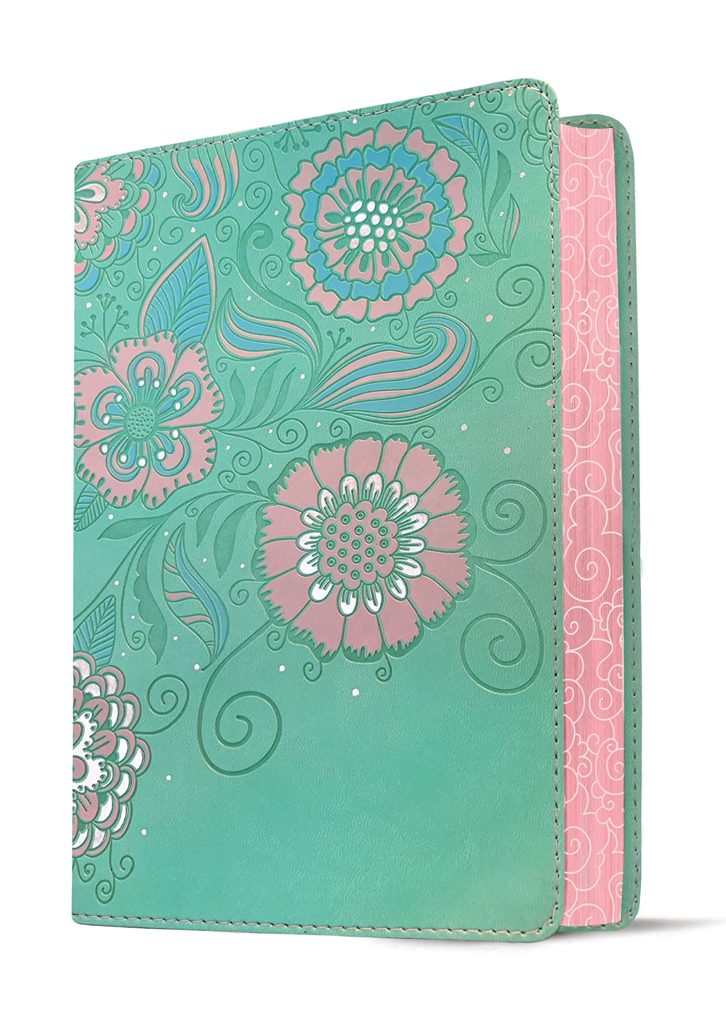 NLT Girls Life Application Study Bible (LeatherLike, Seafoam Teal/Pink Flowers)