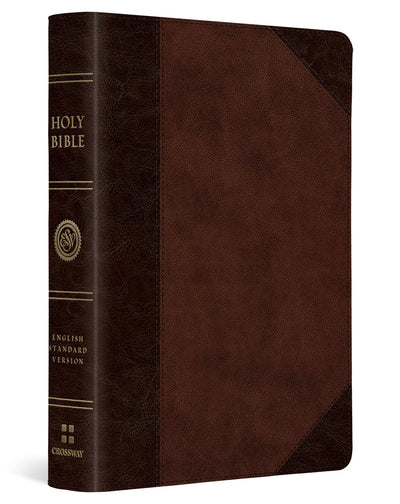 ESV Large Print(Font Size - 8 pt) Compact Bible (TruTone, Brown/Walnut, Portfolio Design)