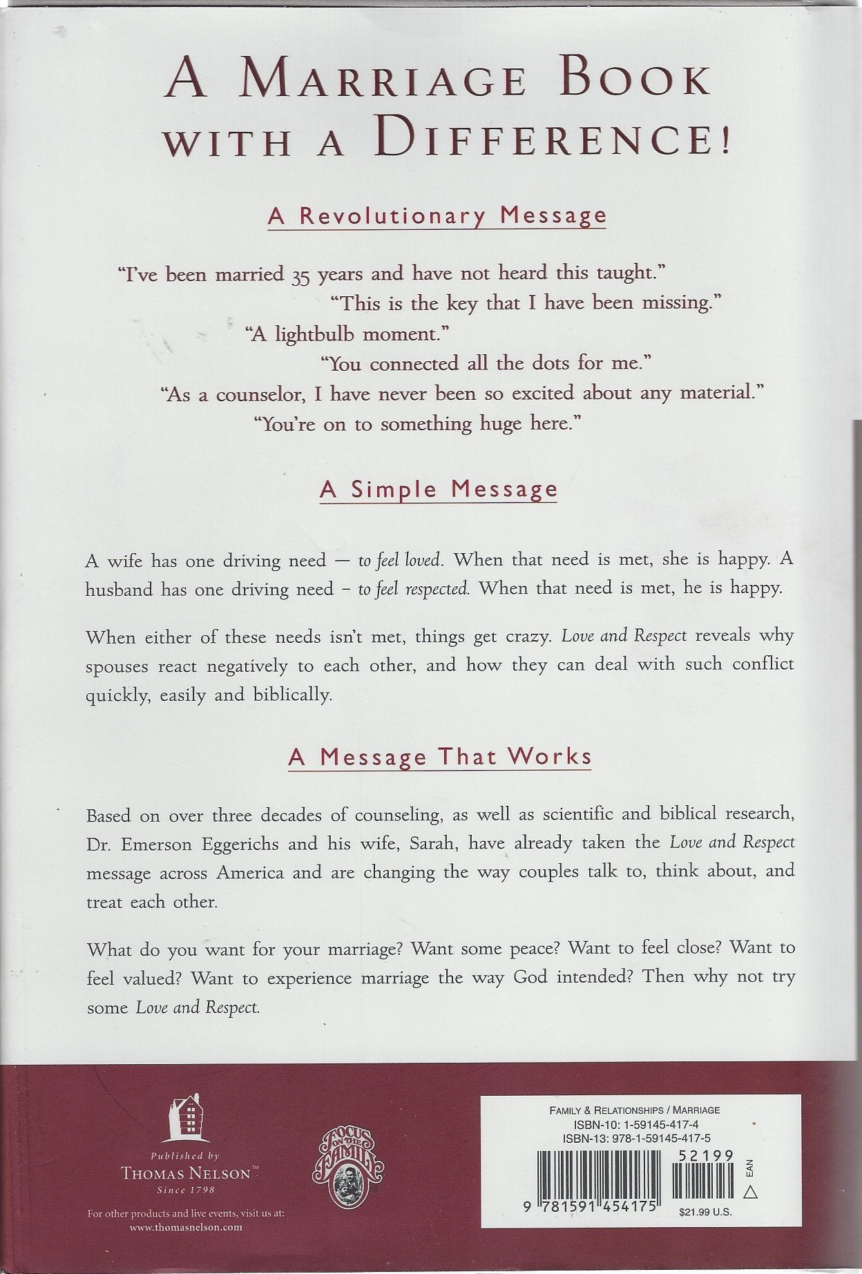 Love & Respect with Bonus Seminar DVD: The Love She Most Desires; The Respect He Desperately Needs