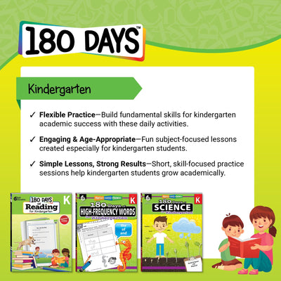 180 Days: Language for Kindergarten Practice Workbook for Classroom and Home, Cool and Fun Practice Created by Teachers