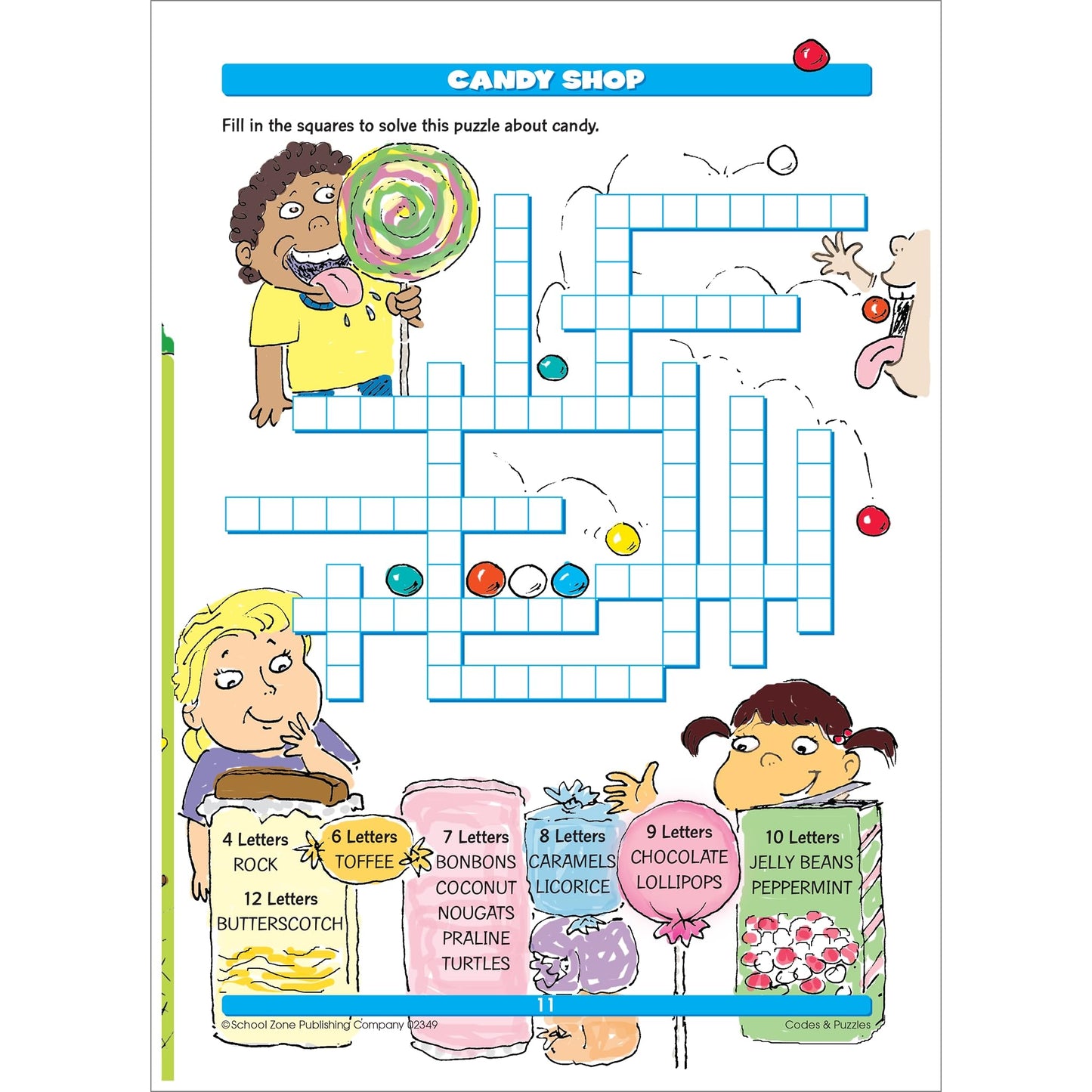 School Zone Codes & Puzzles Workbook: 64 Pages, 2nd Grade, 3rd Grade, Crossword Puzzles, Word Searches, Games, Riddles, Problem-Solving, Ages 7+ (Activity Zone Book Series)