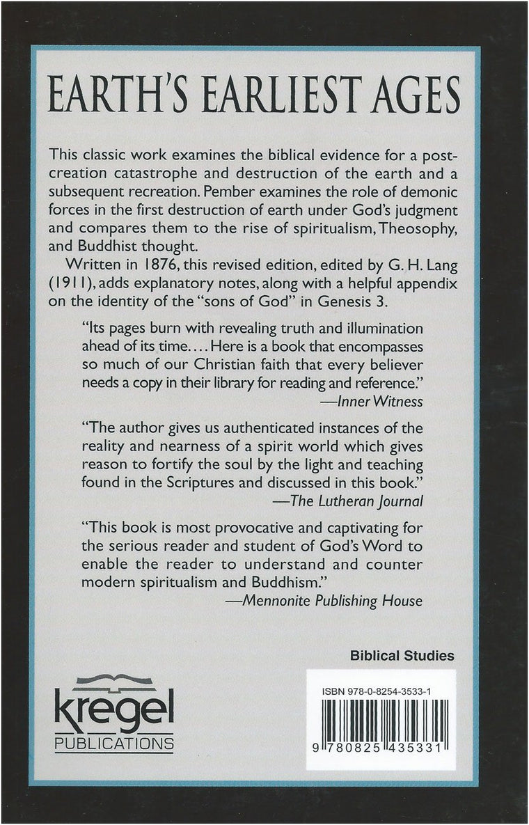 Earth's Earliest Ages — back cover