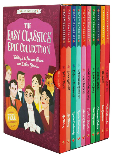 Tolstoy's War and Peace and Other Stories Easy Classic Epic Collection 10 Books Box set (War and Peace, Anna Karenina, Crime and Punishment, The Brothers Karamazov....and more)