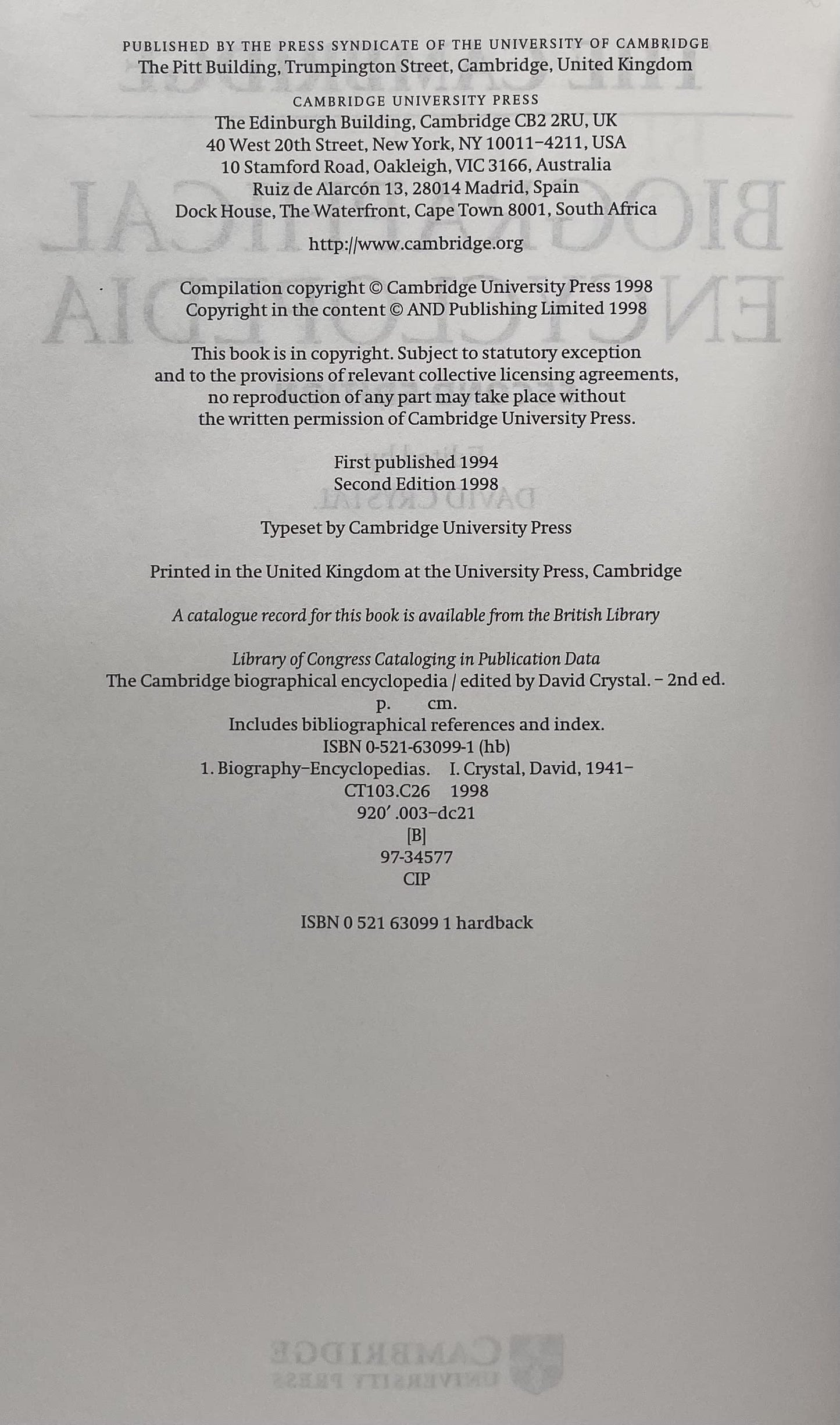 The Cambridge Biographical Encyclopedia