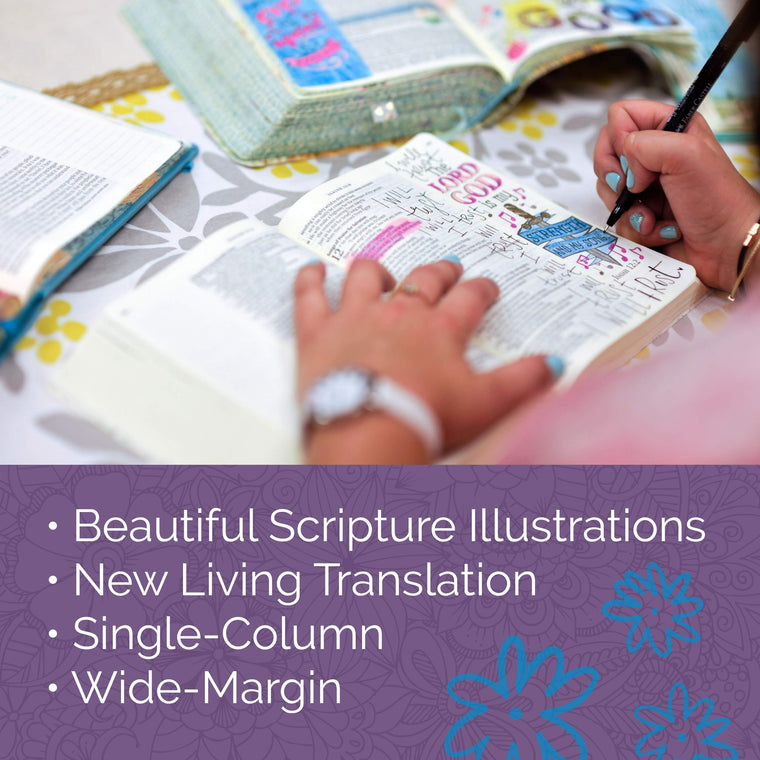 Tyndale NLT Inspire PRAISE Bible (LeatherLike, Purple Garden): Coloring Bible-Over 500 Illustrations to Color and Creative Journaling Bible Space, Religious Gifts That Inspire Connection with God — back cover