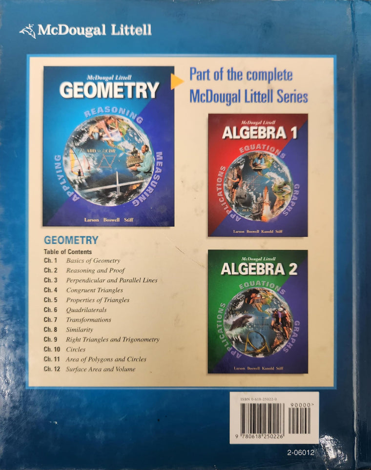 Geometry, Grades 9-12: Mcdougal Littell High School Math (McDougal Littell High Geometry) — back cover