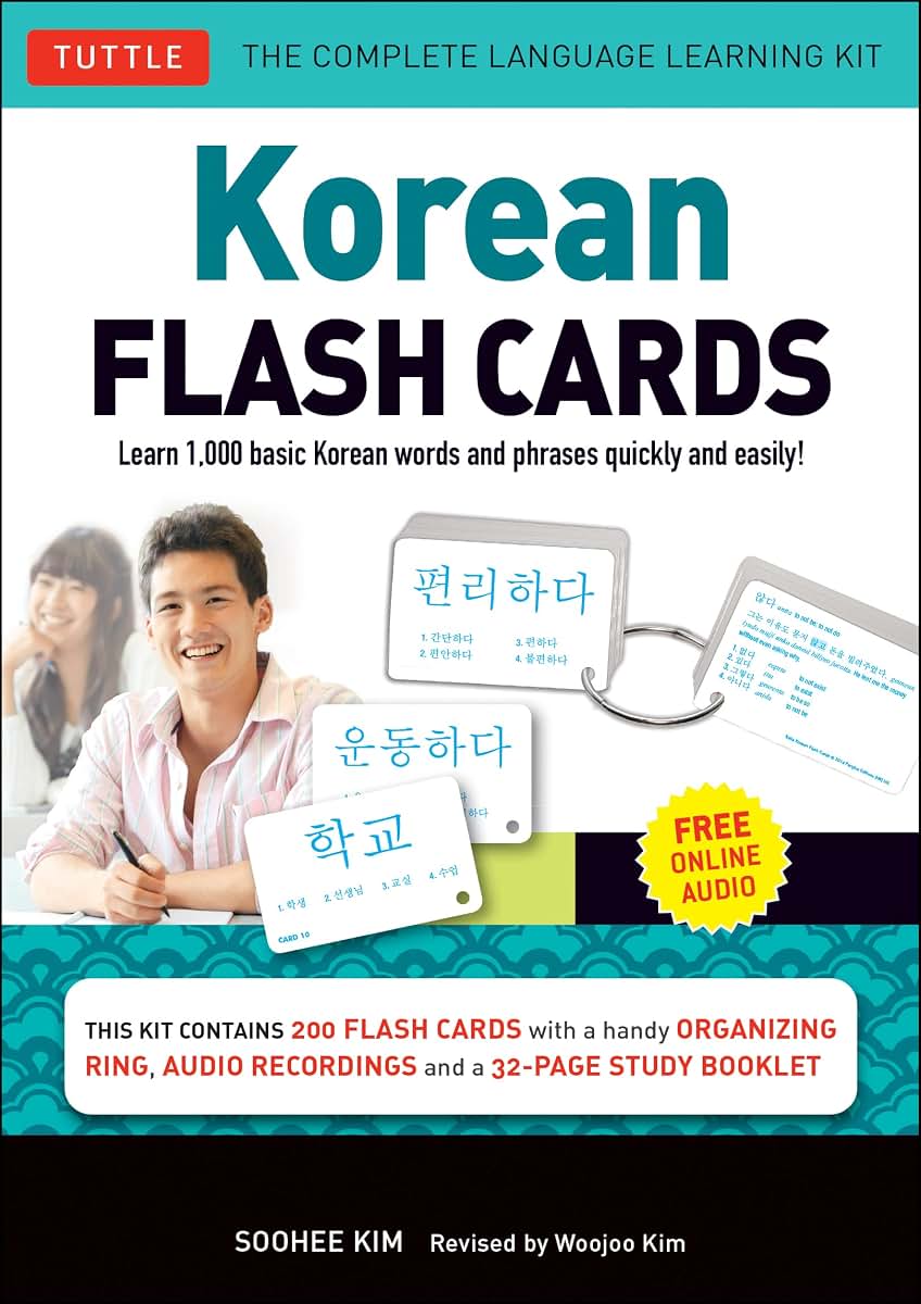 Korean Flash Cards Kit: Learn 1,000 Basic Korean Words and Phrases Quickly and Easily! (Hangul & Romanized Forms) Downloadable Audio Included