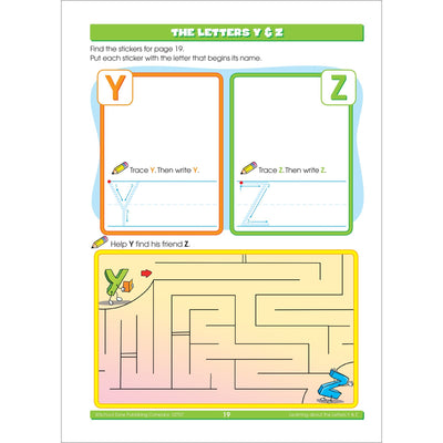School Zone Stickers for Preschool Workbook: Preschool to Kindergarten, 324 Stickers, Shapes, Patterns, ABC's, Numbers, and Letters (Stuck on Learning Book Series)