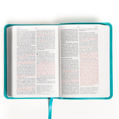 NASB Large Print Compact Reference Bible, Teal LeatherTouch, Red Letter, Presentation Page, Cross-References, Full-Color Maps, Easy-to-Read Bible Karmina Type