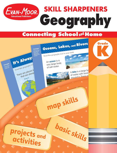 Evan-Moor Skill Sharpeners: Geography Grade K Student Edition Supplemental or homeschool Activity Book, Basic Map Skills
