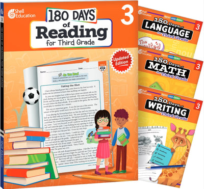 180 Days: Includes 4 Assorted Workbooks for Daily Practice in Reading, Math, Writing, and Grammar Skills for 3rd Grade Practice Workbook for Classroom and Home, Cool and Fun Practice Created by Teachers