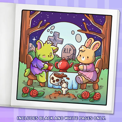 Spooky Moments: Cute Coloring Book for Adults and Teens with Adorable Characters and Creepy Scenes for Relaxation (Cozy Coloring Books)