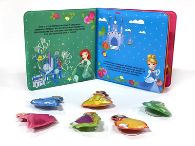 Disney Princess Bath Time Books - Activity Books for kids, Bath book, 6 Padded suction cups, 1 Mesh bag