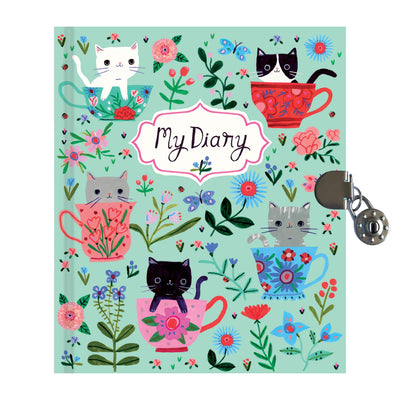 Mudpuppy Teacup Kittens Locked Diary for Kids - Includes a Lock and 2 Keys, Measures 6.5? x 5.5? - Diary Journal with Fun Cover Designs, 192 Pages, Ideal for Ages 4+