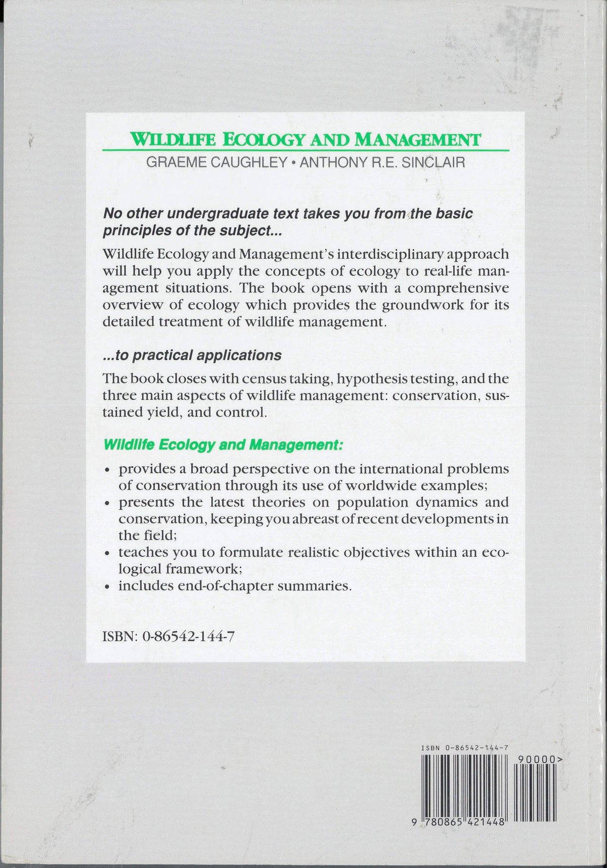 Wildlife Ecology and Management