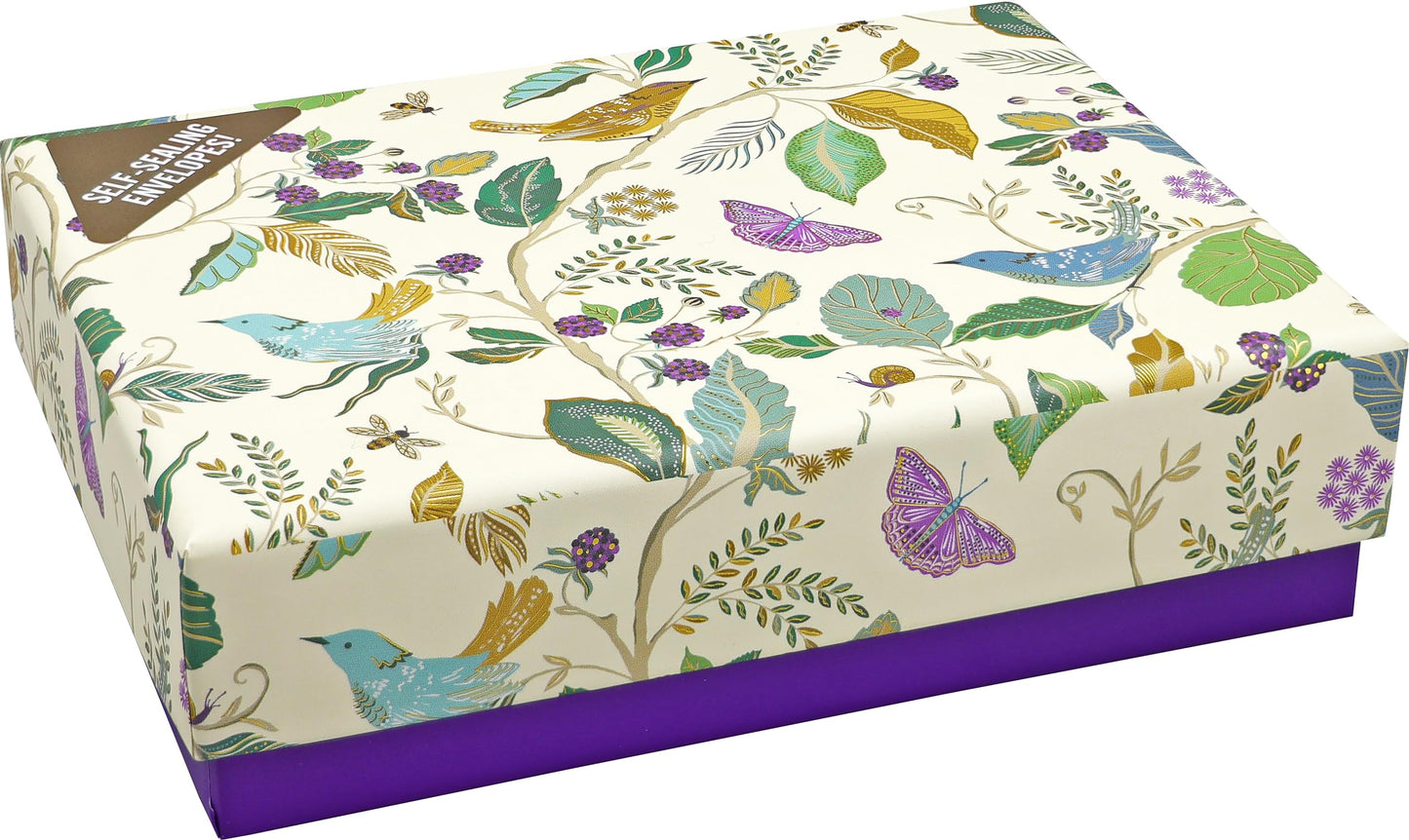 Birds and Berries Note Cards (14 Cards, 15 Self-Sealing Envelopes)