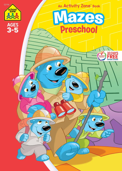 School Zone Mazes Preschool Workbook: 32 Pages, Pre-K, Kindergarten, Maze Puzzles, Colorful Pictures, Ages 3 to 5 (Activity Zone Book Series)
