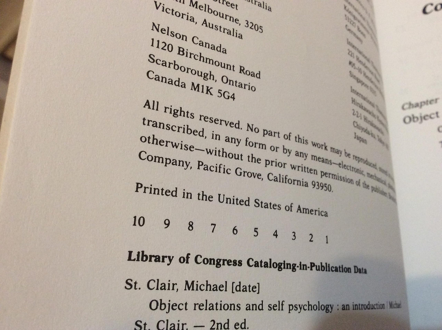 Object Relations and Self Psychology: An Introduction by St.