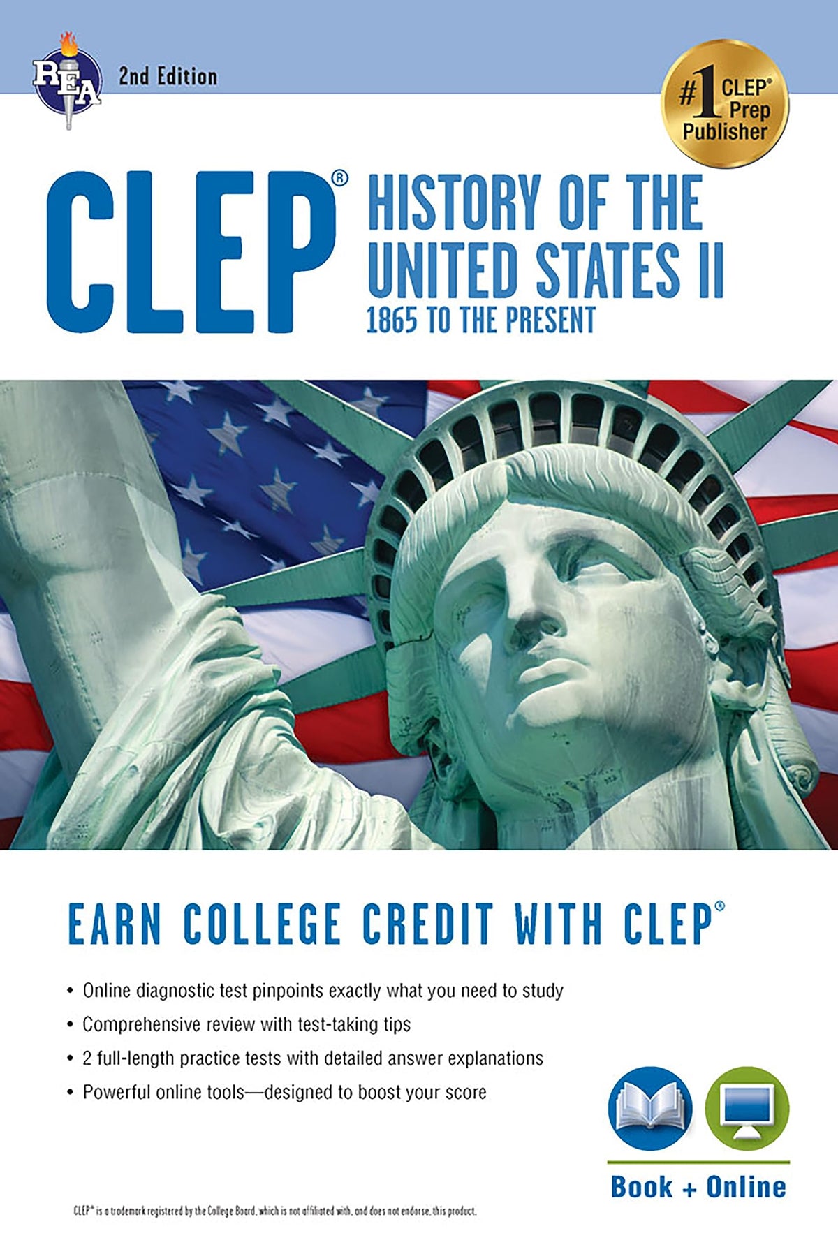 CLEP History of the U.S. II Book + Online (CLEP Test Preparation)