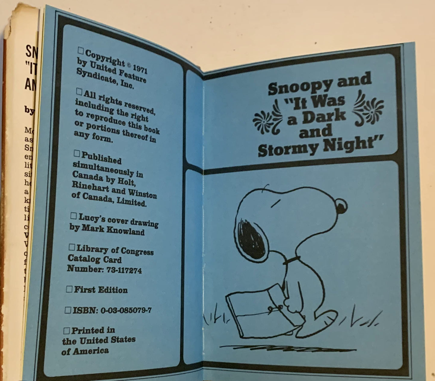 Snoopy and "It Was a Dark and Stormy Night" by Schulz, Charl