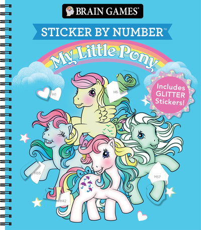 Brain Games - Sticker by Number: My Little Pony - For All Ages Includes Glitter Stickers Perforated, Spiral Bound Nostalgic Activity Book Gift