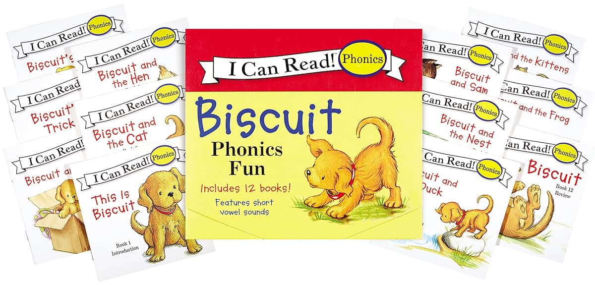Biscuit 12-Book Phonics Fun!: A Box of 12 Mini-Books Featuring Short and Long Vowel Sounds (My First I Can Read)