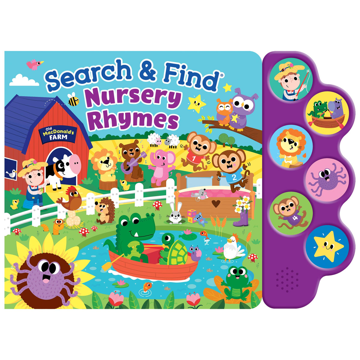 Search & Find Nursery Rhymes - Interactive Sound Book with 6 Buttons Toddler Musical Board Book Classic Songs & Hidden Picture Fun Early Learning Seek and Find Activity Book for Boys & Girls