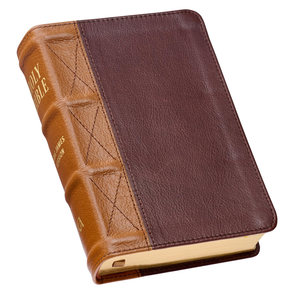 KJV Holy Bible, Compact Large Print, Premium Full Grain Leather Red Letter Edition - Ribbon Marker, King James Version, Saddle Tan and Butterscotch (KJV Compact LP Editions)