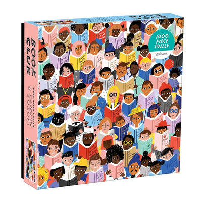 Galison Book Club Puzzle, 1,000 Pieces, 20 x 27'' - Colorful, Humorous Illustration of Hundreds of People Reading Books - Thick, Sturdy Pieces - Challenging, Makes a Great Gift, Multicolor