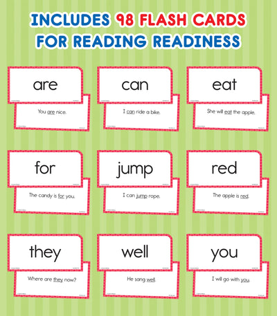 Carson Dellosa 102 Basic Sight Words Flash Cards Kindergarten, Flashcards for Kids Ages 6 and Up, Kindergarten Phonics and Vocabulary Learning Resources