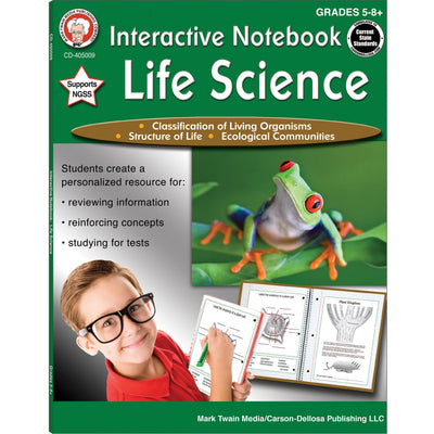 Mark Twain Life Science Workbook, Classifications of Living Organisms, Ecology, and more Biology, Study Guide and Test Prep, Interactive Notebook for Grades 5 and Up