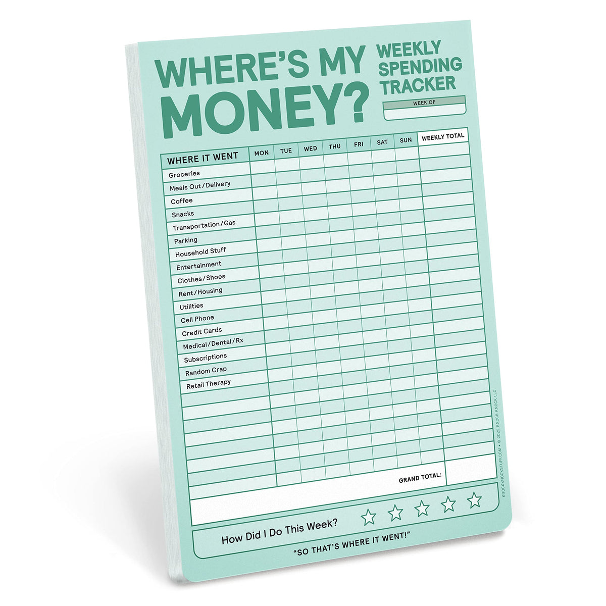 Knock Knock Weekly Money Tracker Pad, Weekly Spending Tracker Budget Pad (Knock Knock Pads)