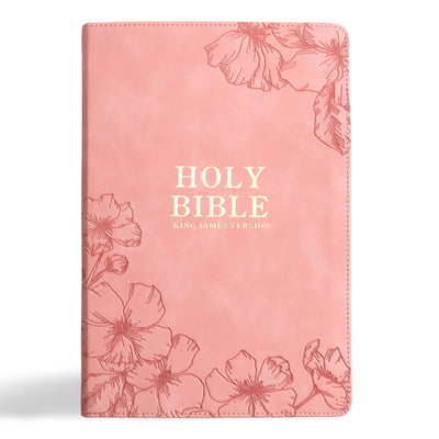 KJV Holy Bible, Giant Print with Cross-References, Soft Pink LeatherTouch with Floral Cover Design, Thumb Index, Ribbon Marker, Red Letter, Full-Color Maps, Easy-to-Read MCM Type, King James Version