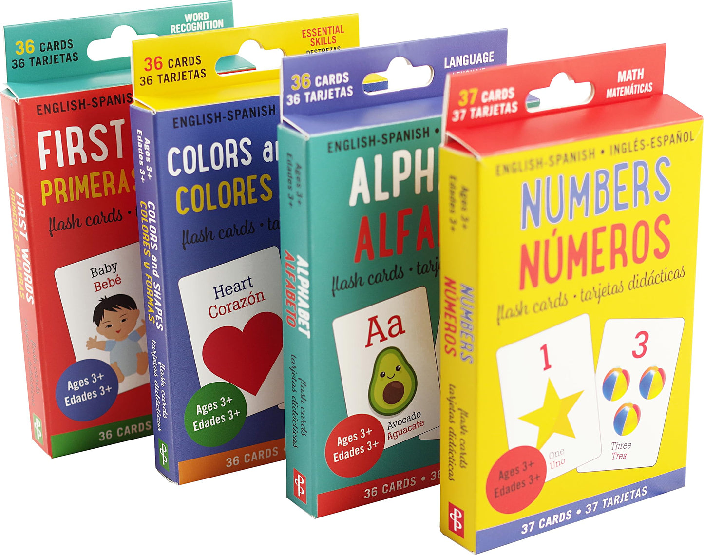 Bilingual Flash Cards Value Pack - Spanish and English (Includes Alphabet, Colors & Shapes, First Words, and Numbers) (Set of 4 Decks)